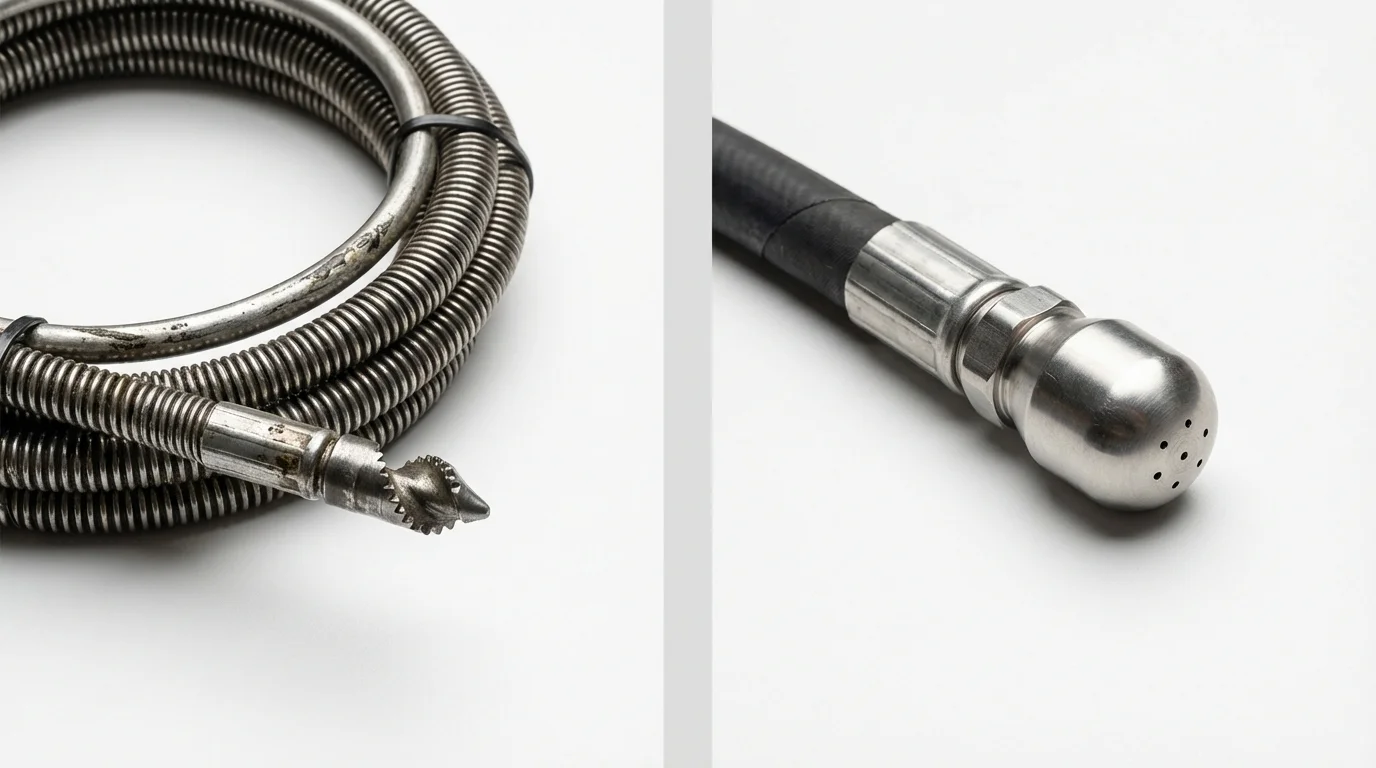 Drain snake cable and hydro jetting nozzle used for drain cleaning in Danville, KY