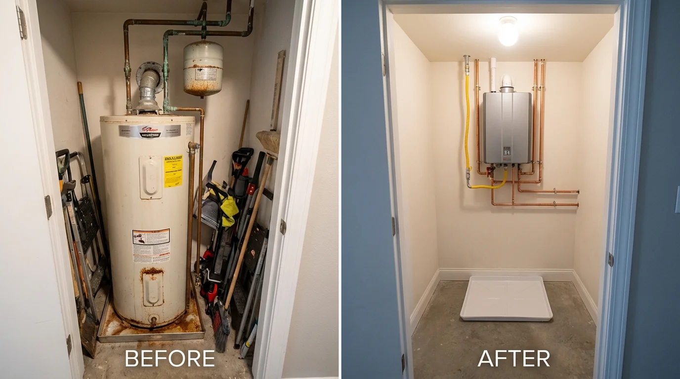 Tank water heater versus wall-mounted tankless unit comparison for Danville, KY homeowners